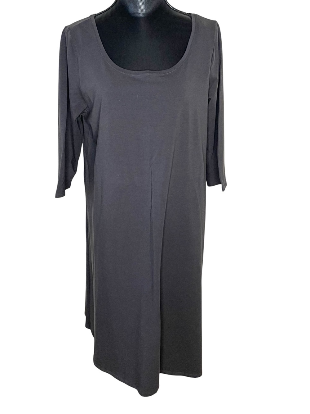 Eileen Fisher Stretch Jersey Dress Organic Cotton Scoop Neck New Gray Size XL